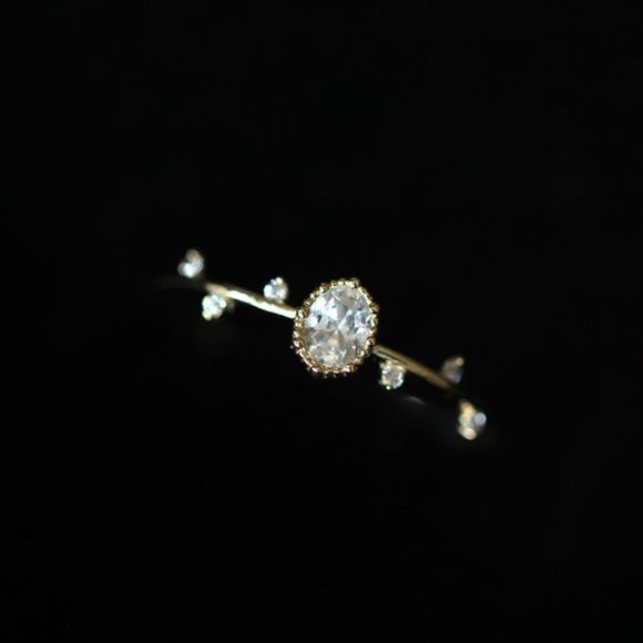 Leaflet Simulated Diamond and Accent Gold Band Ring - Picture 5 of 6